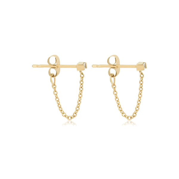 Diamond Baguette Chain Studs