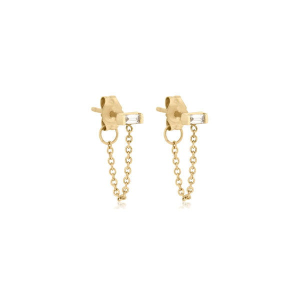 Diamond Baguette Chain Studs